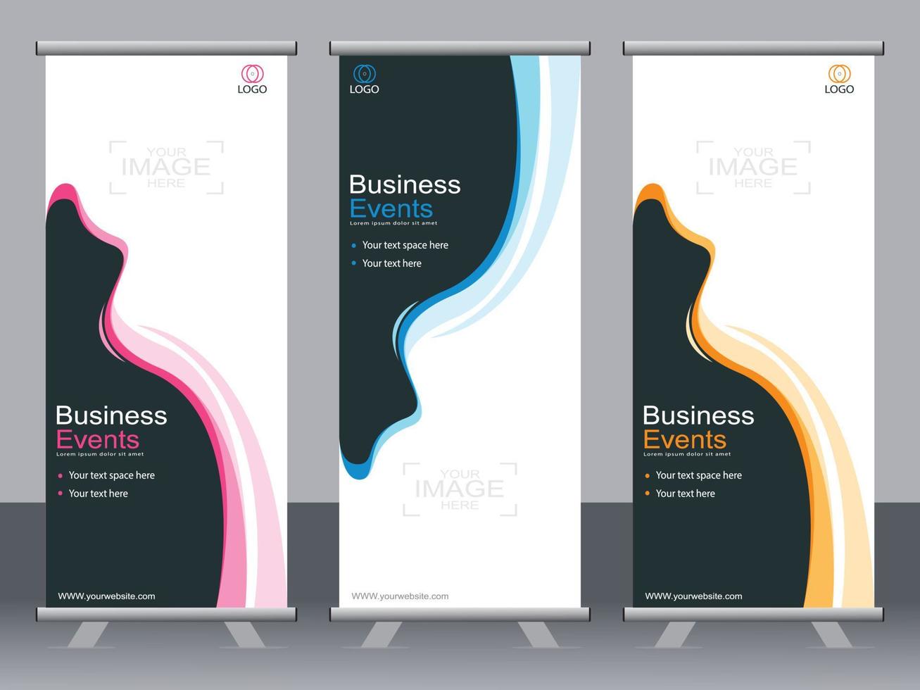 Business banner roll up set standee banner template. vector