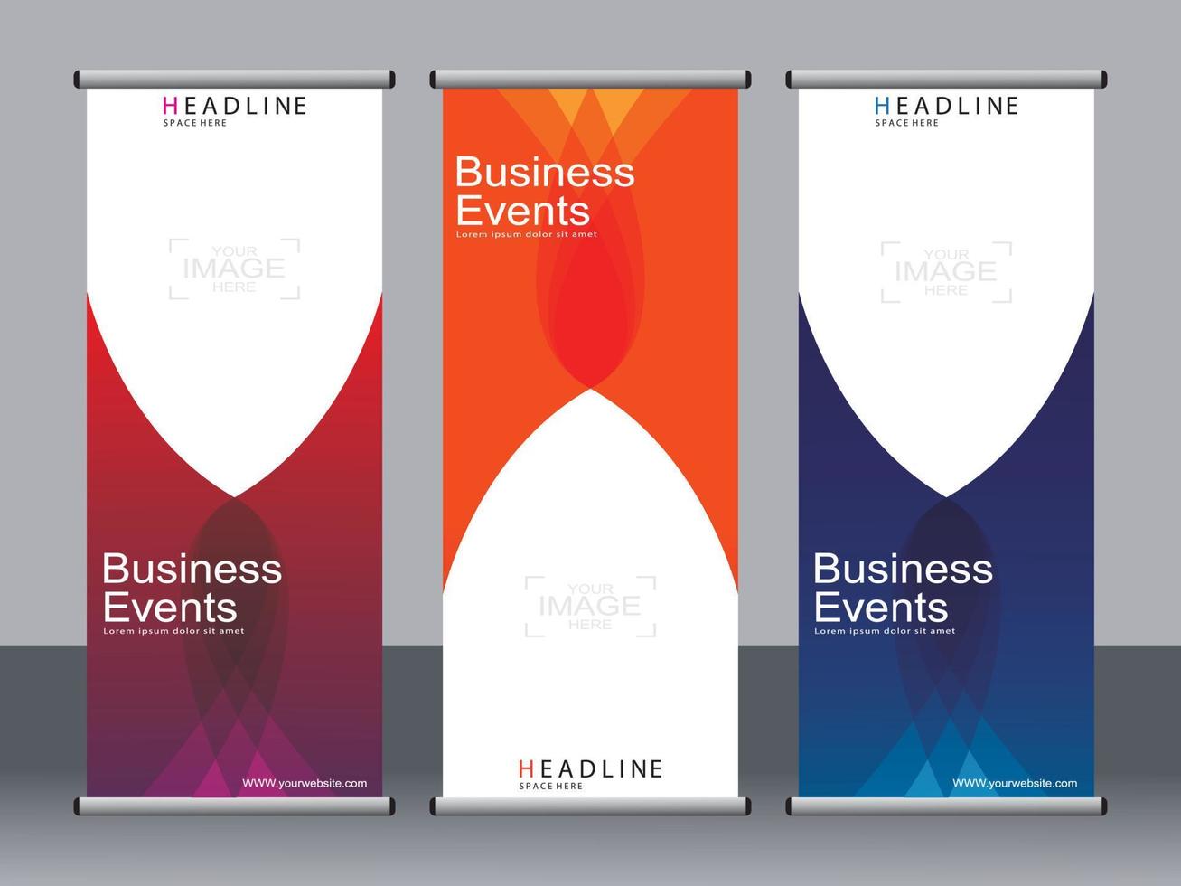 Business banner roll up set,standee banner template. vector