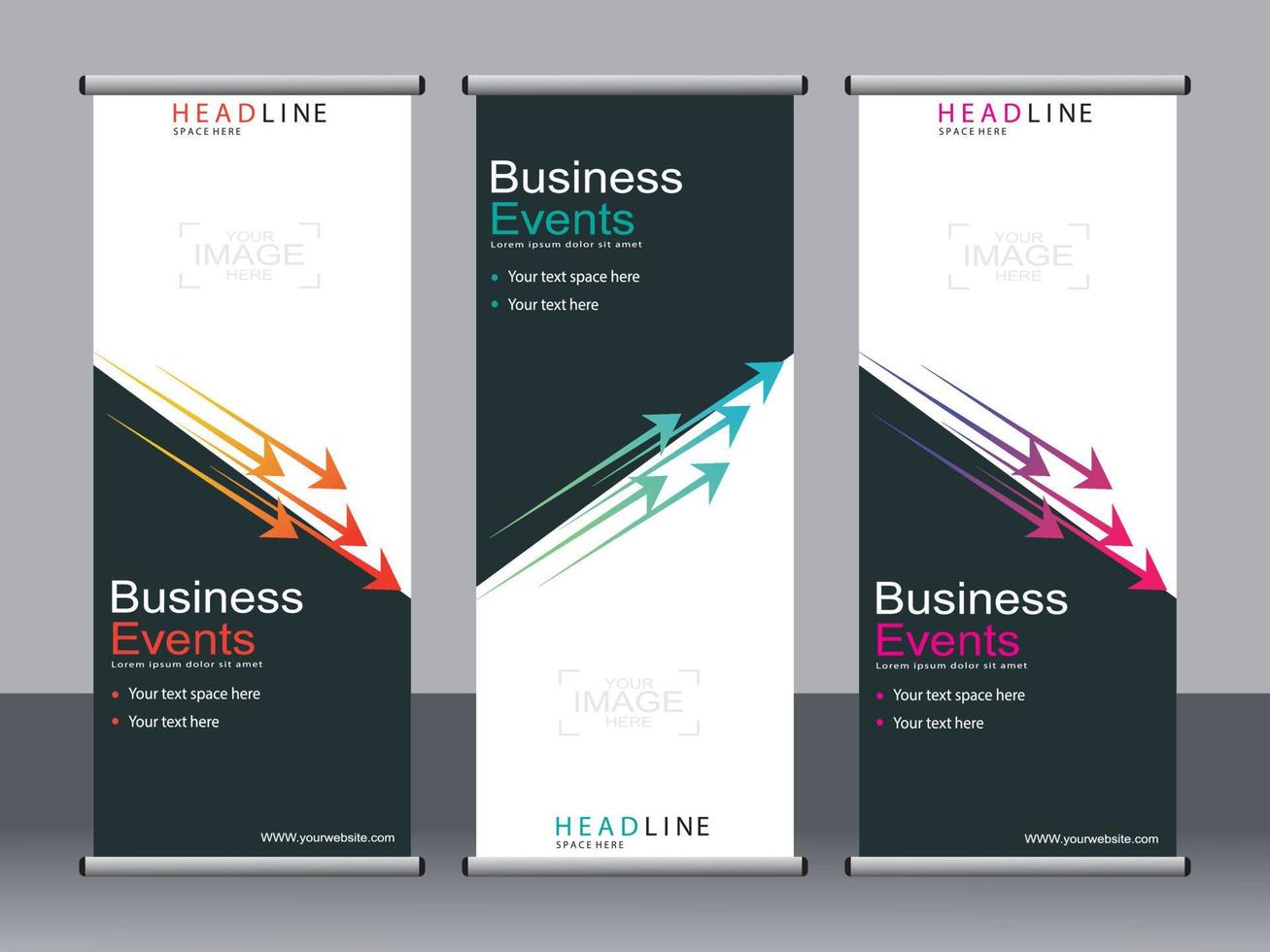 Business banner roll up set,standee banner template. vector