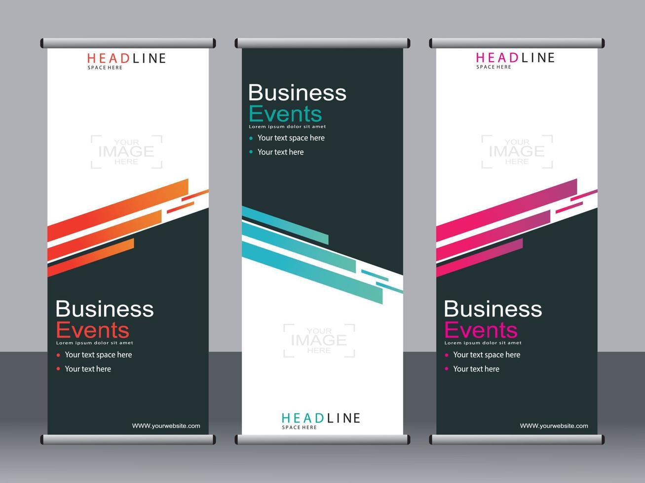 Business banner roll up set standee banner template. vector