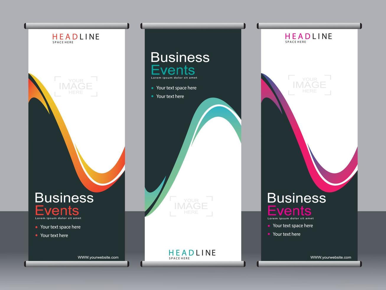 Business banner roll up set standee banner template. vector