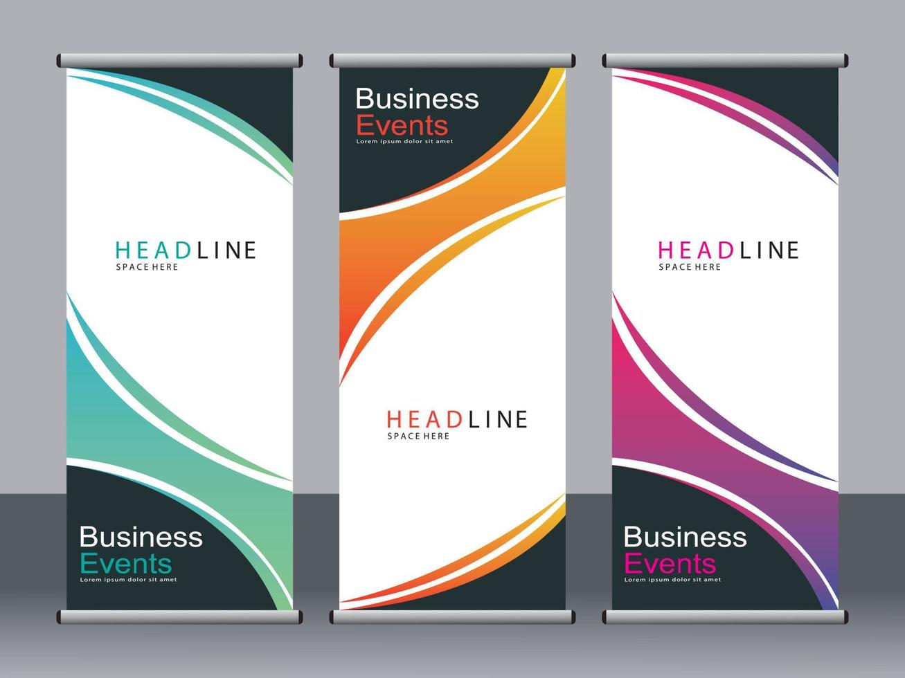 Business banner roll up set standee banner template. vector