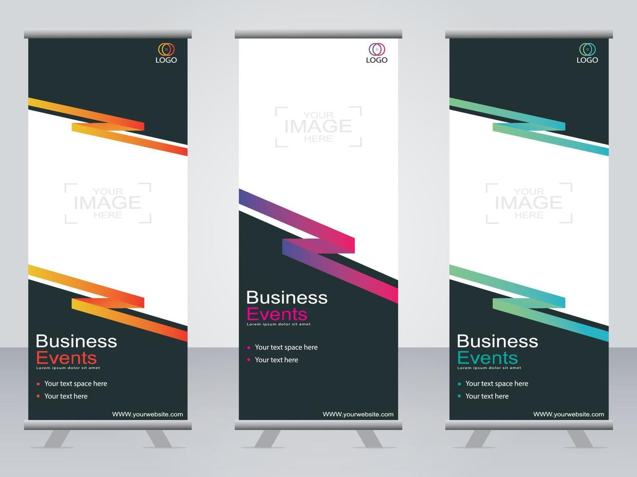 Business banner roll up set  standee banner template. vector