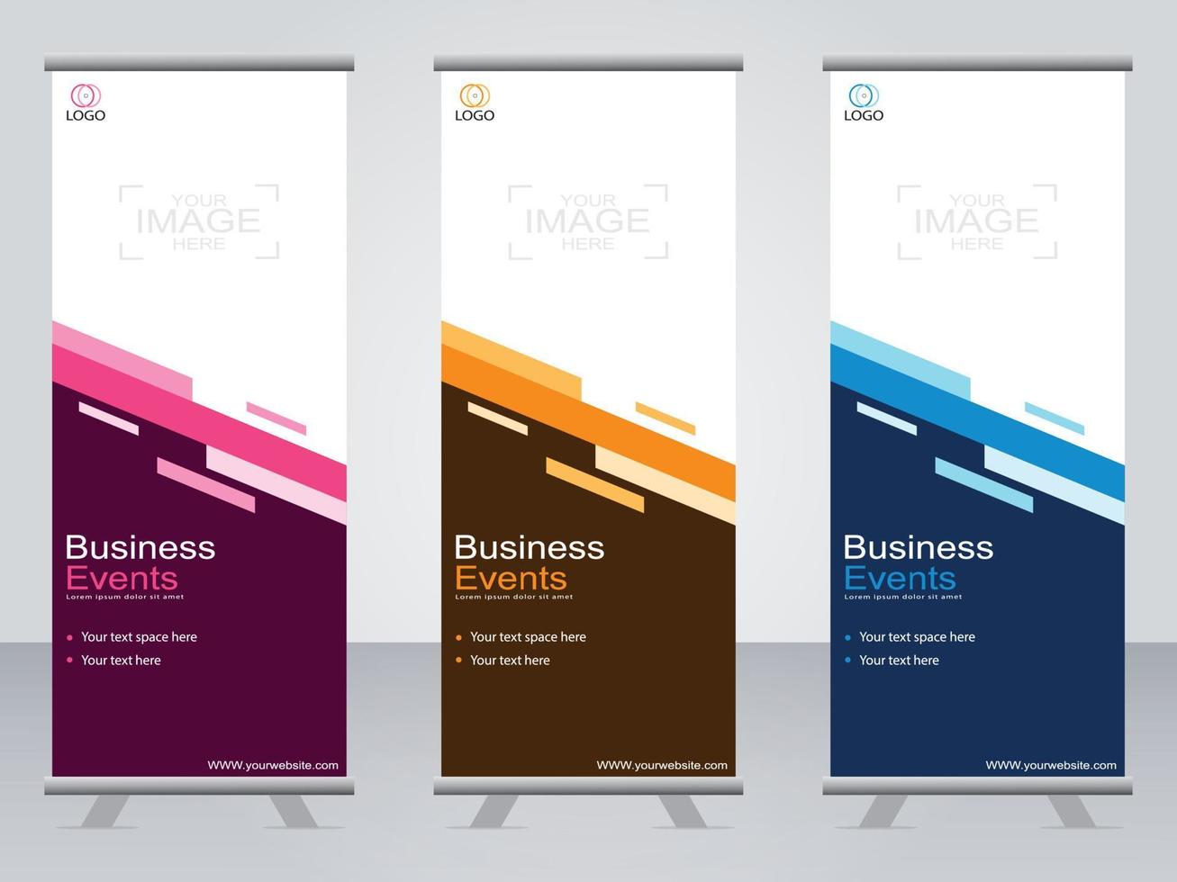 Business banner roll up set  standee banner template. vector