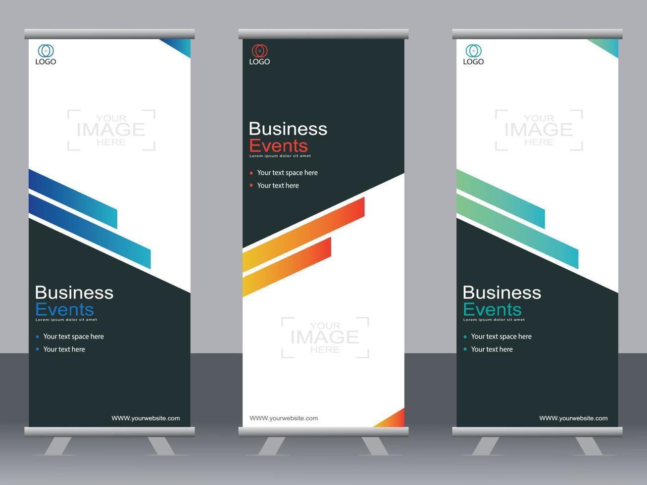 Business banner roll up set  standee banner template. vector