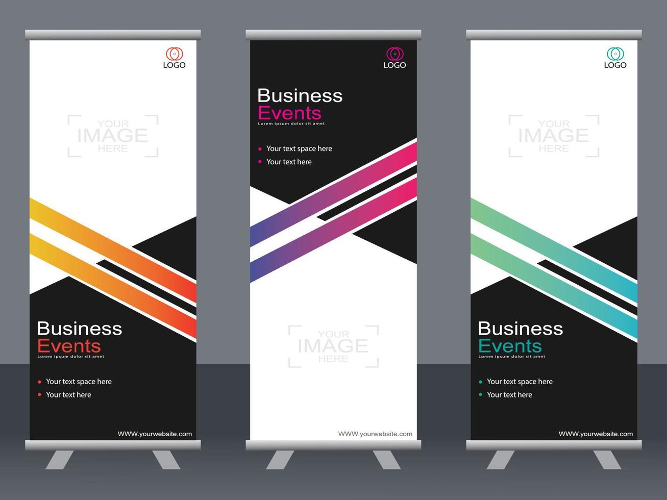 Business banner roll up set  standee banner template. vector