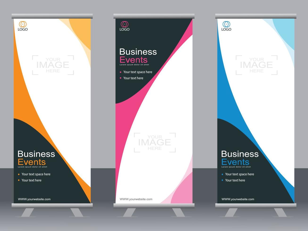 Business banner roll up set  standee banner template. vector