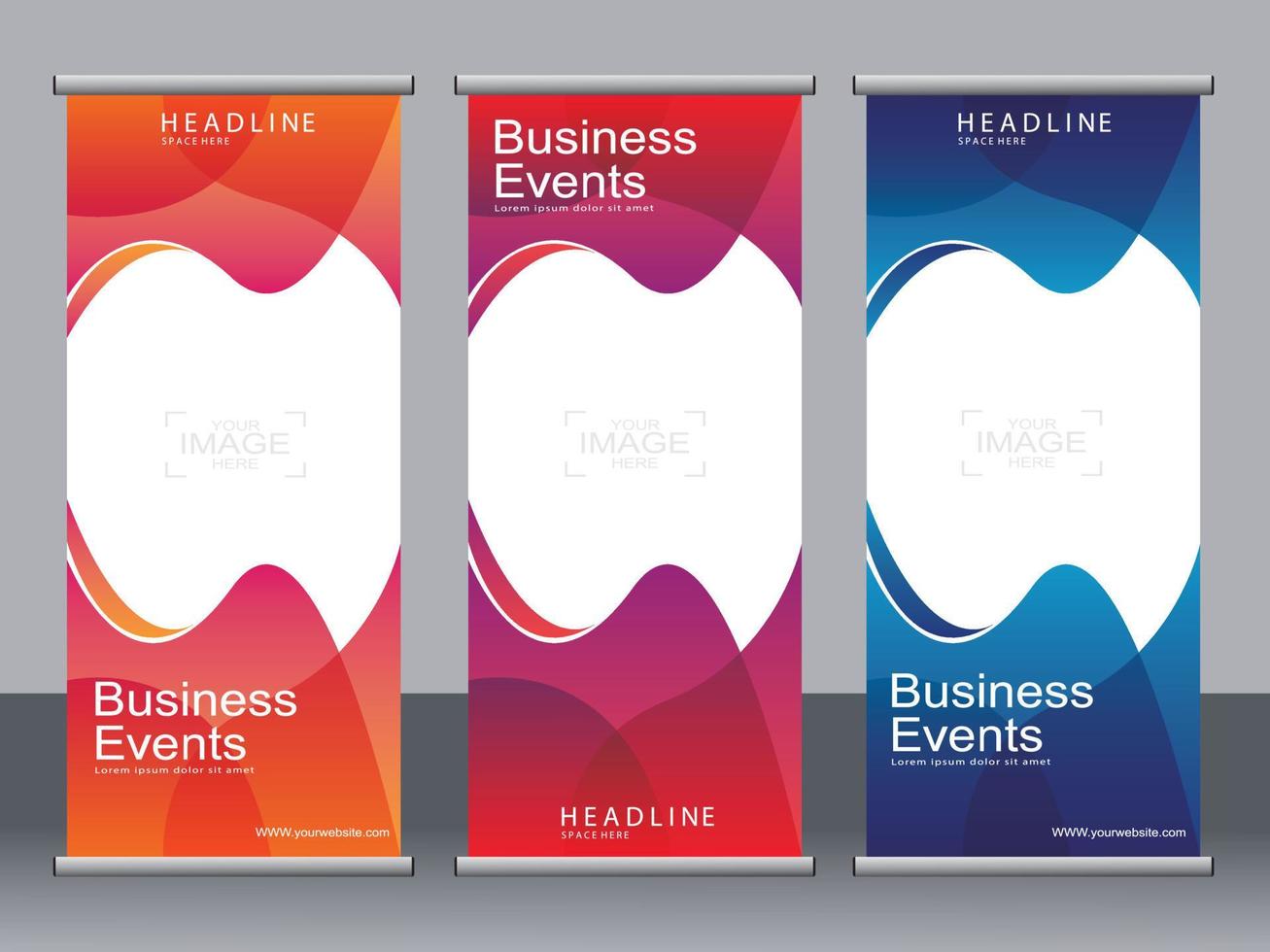 banner de negocios roll up set plantilla de banner standee. vector