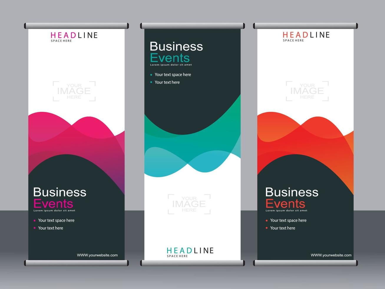 Business banner roll up set standee banner template. vector