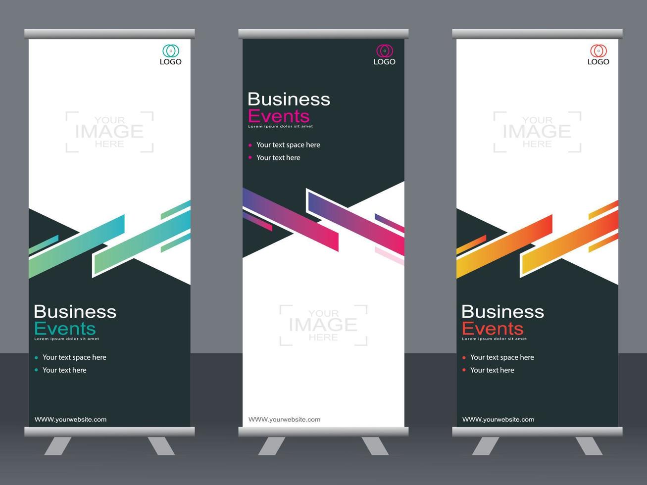 Business banner roll up set  standee banner template. vector