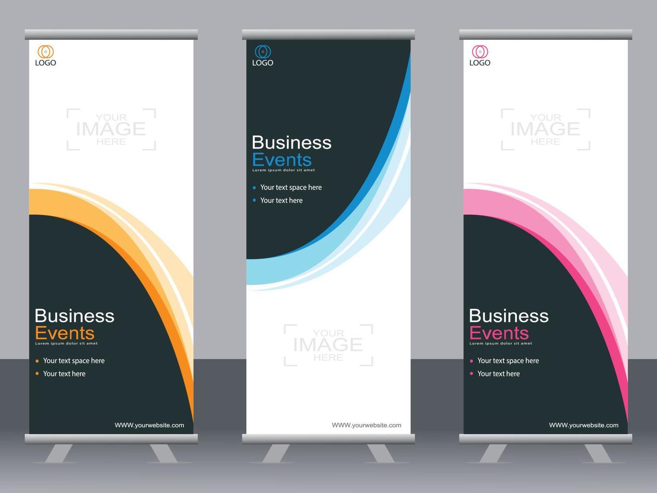 Business banner roll up set  standee banner template. vector