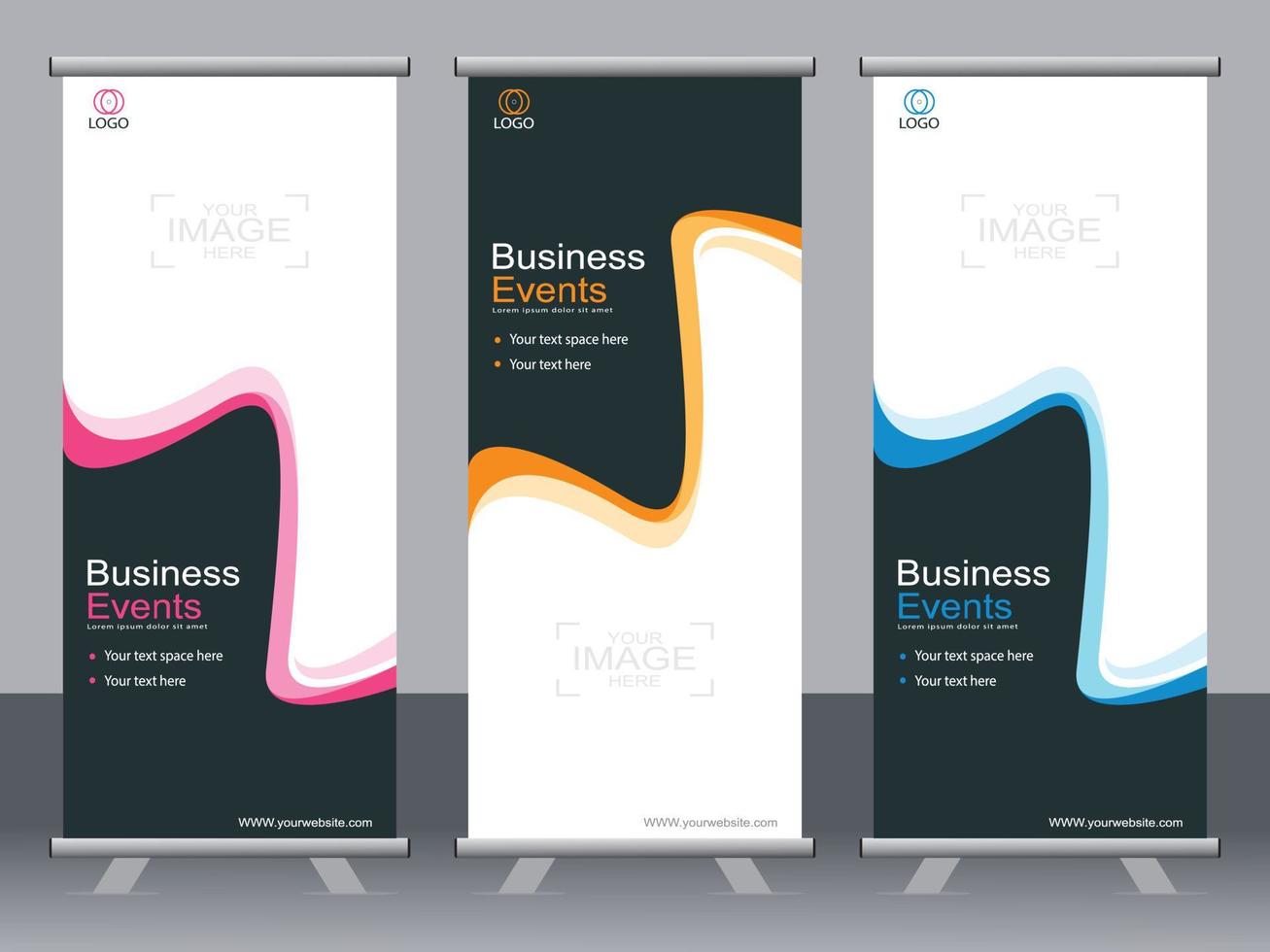 Business banner roll up set standee banner template. vector