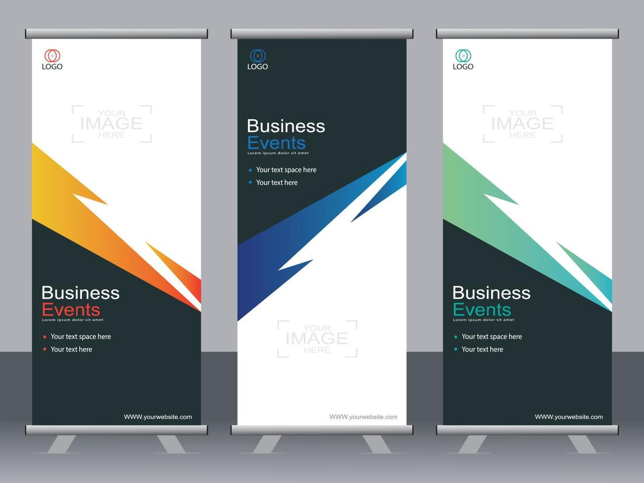 Business banner roll up set standee banner template. vector