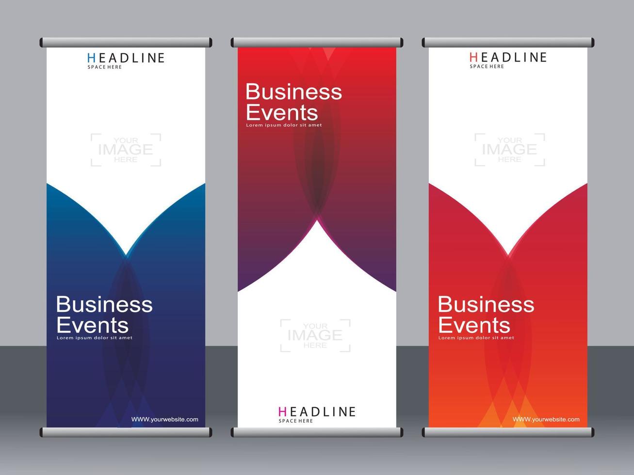 Business banner roll up set,standee banner template. vector