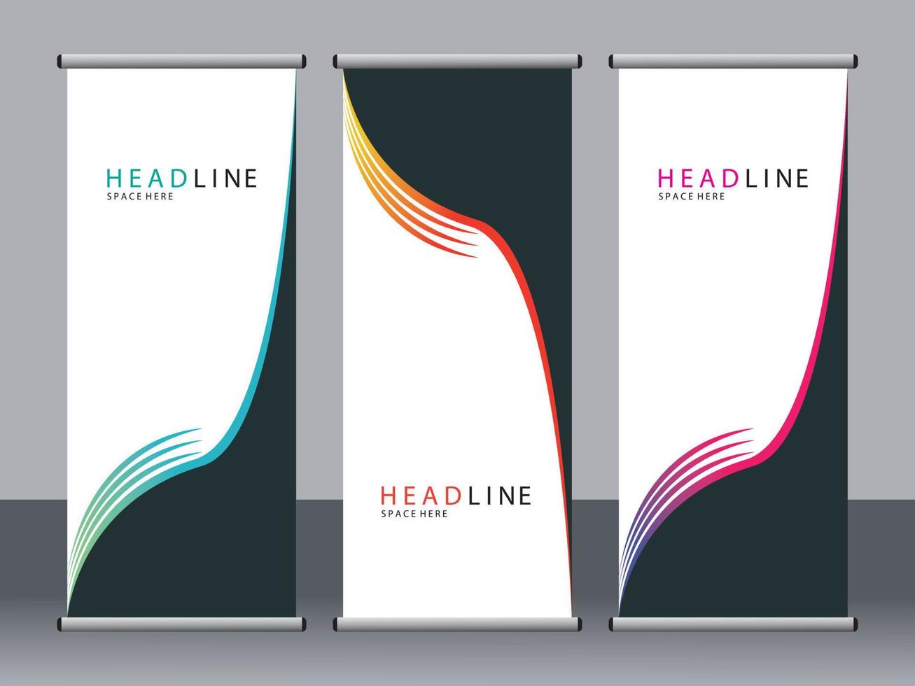 Business banner roll up set standee banner template. vector