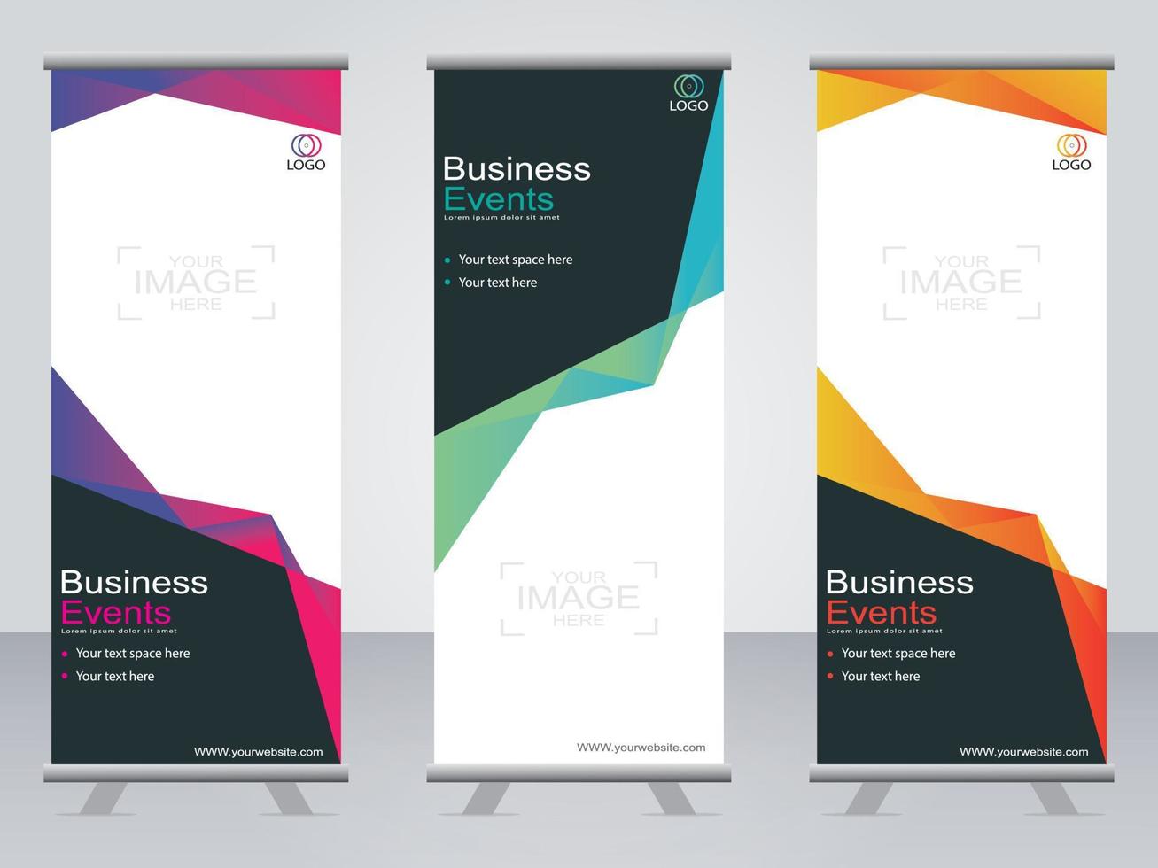 banner de negocios roll up set plantilla de banner standee. vector