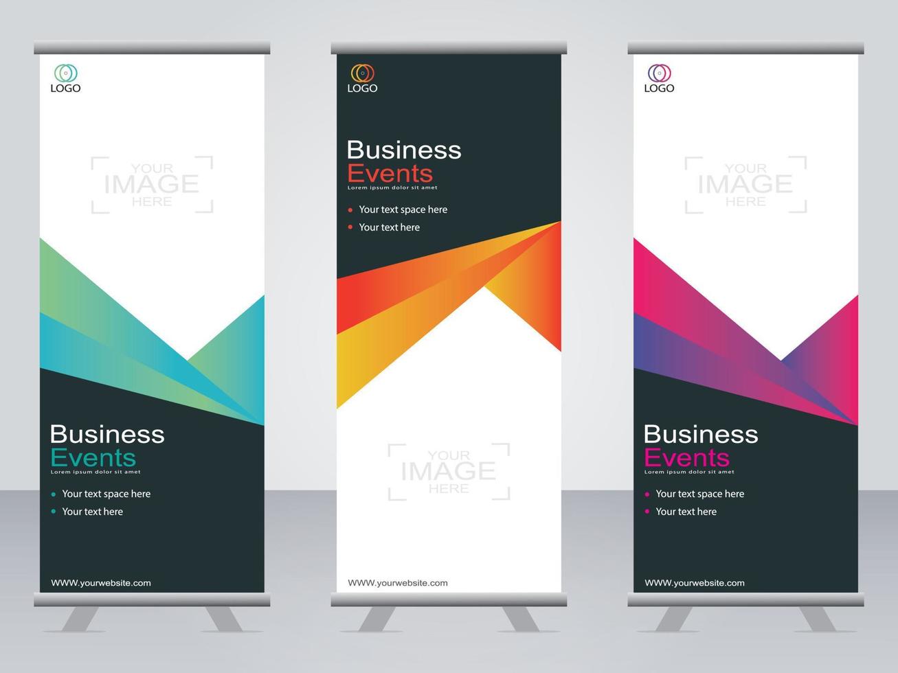 Business banner roll up set  standee banner template. vector