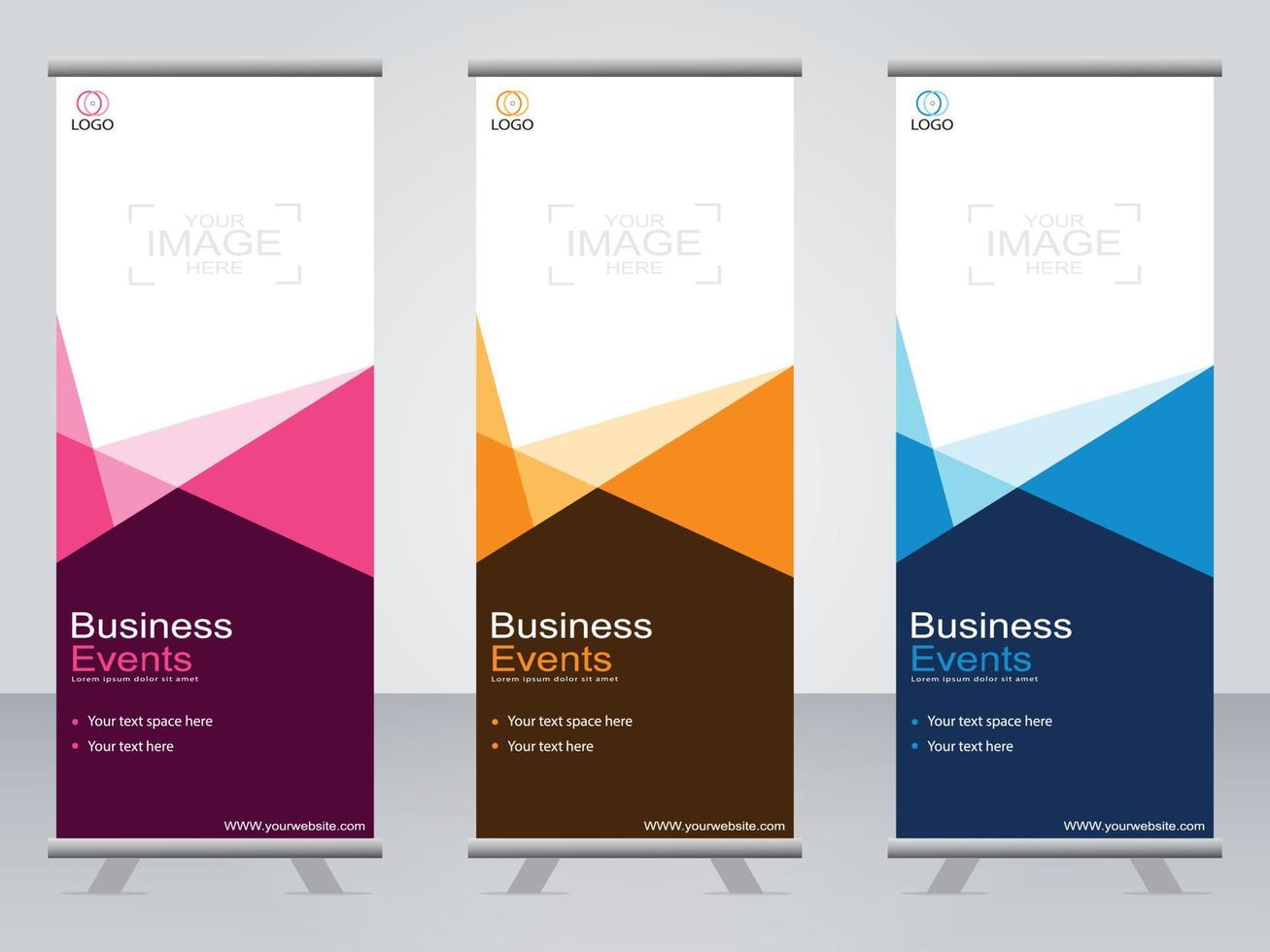 Business banner roll up set  standee banner template. vector