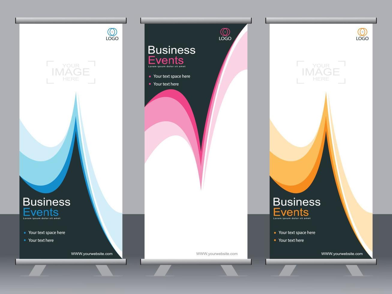 Business banner roll up set standee banner template. vector