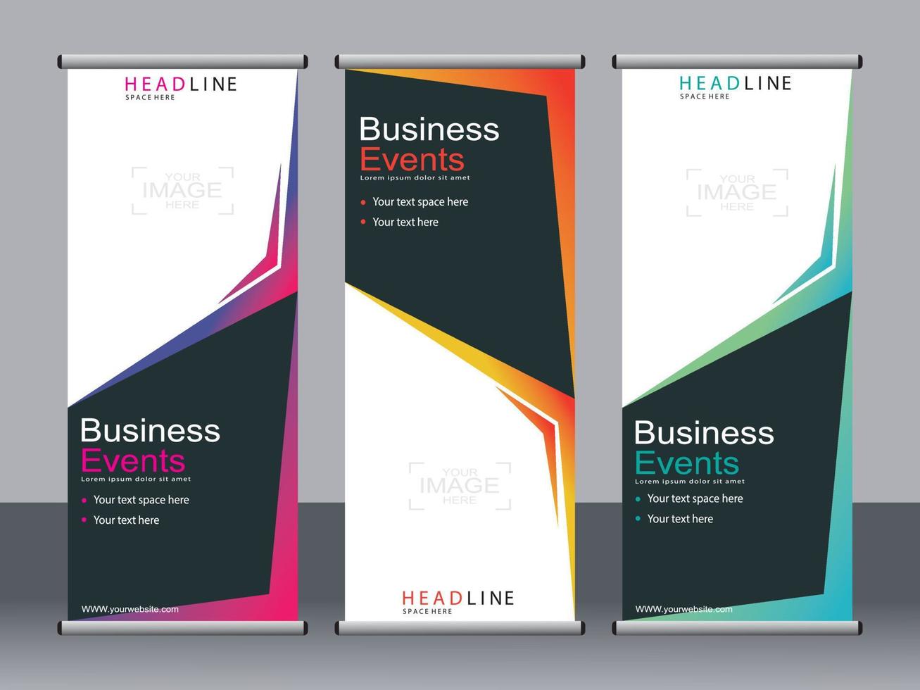 Business banner roll up set standee banner template. vector