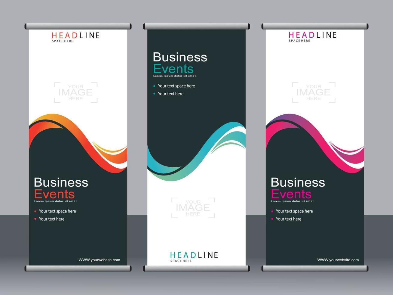 Business banner roll up set standee banner template. vector