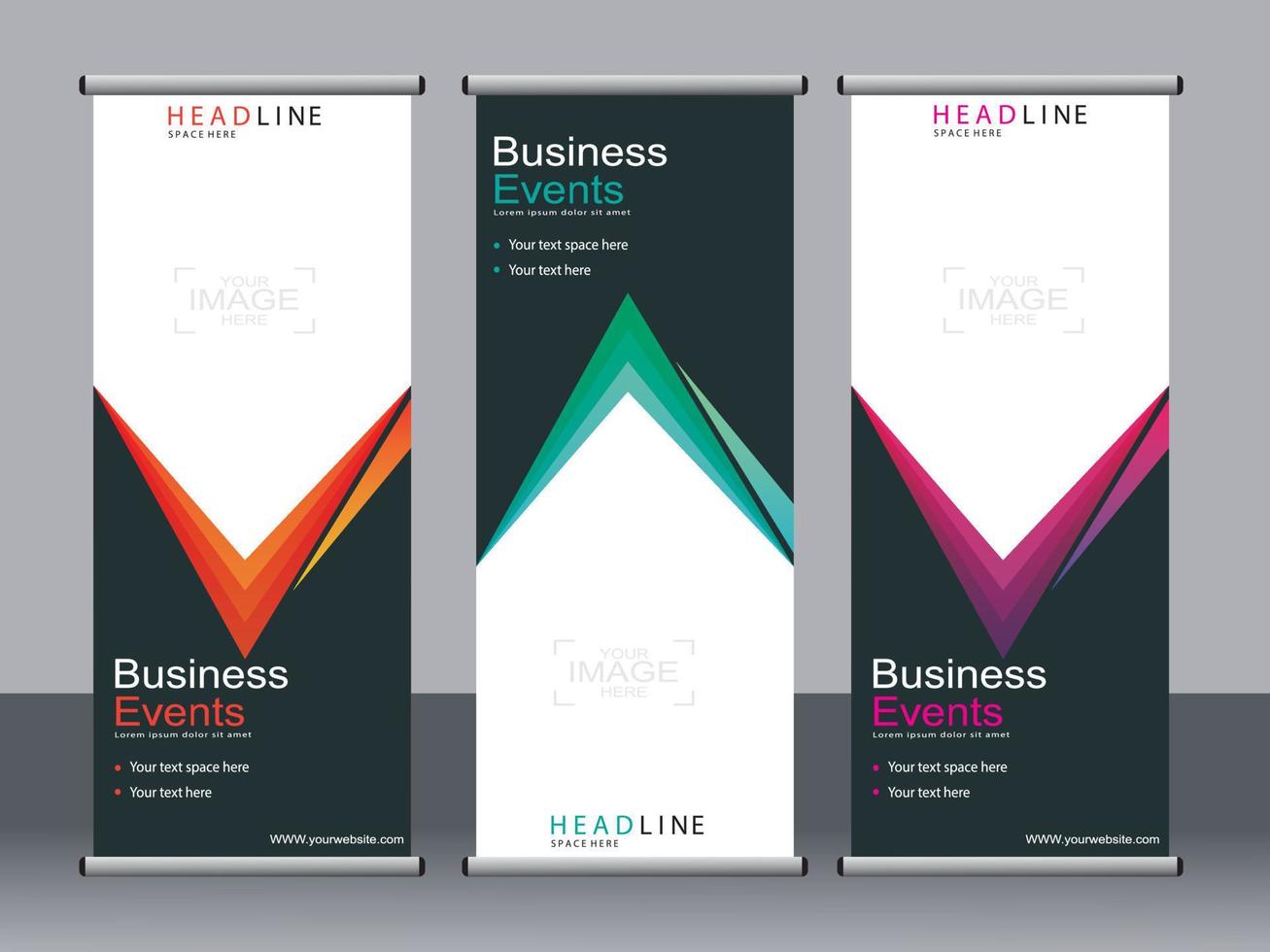 Business banner roll up set standee banner template. vector