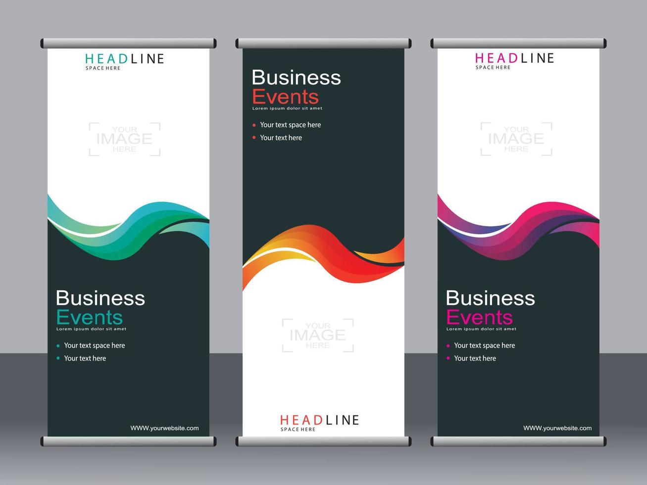 Business banner roll up set standee banner template. vector