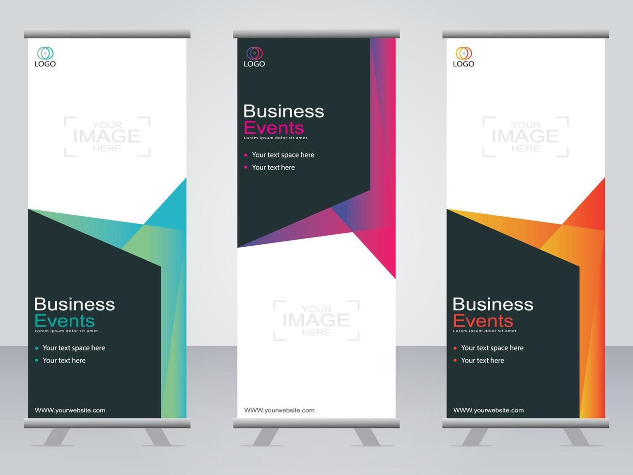 Business banner roll up set  standee banner template. vector