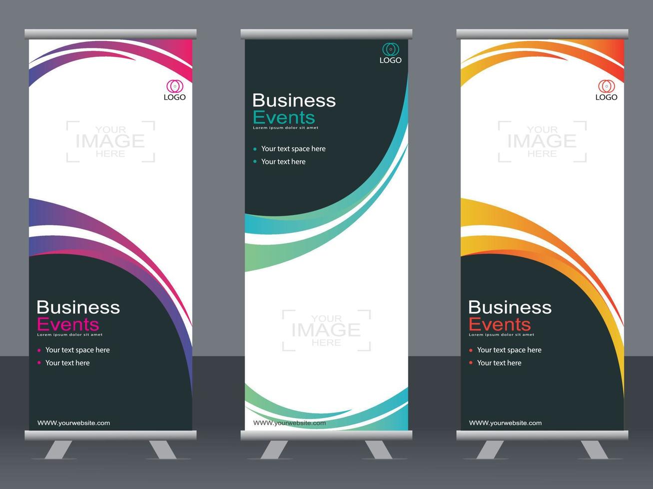 Business banner roll up set  standee banner template. vector