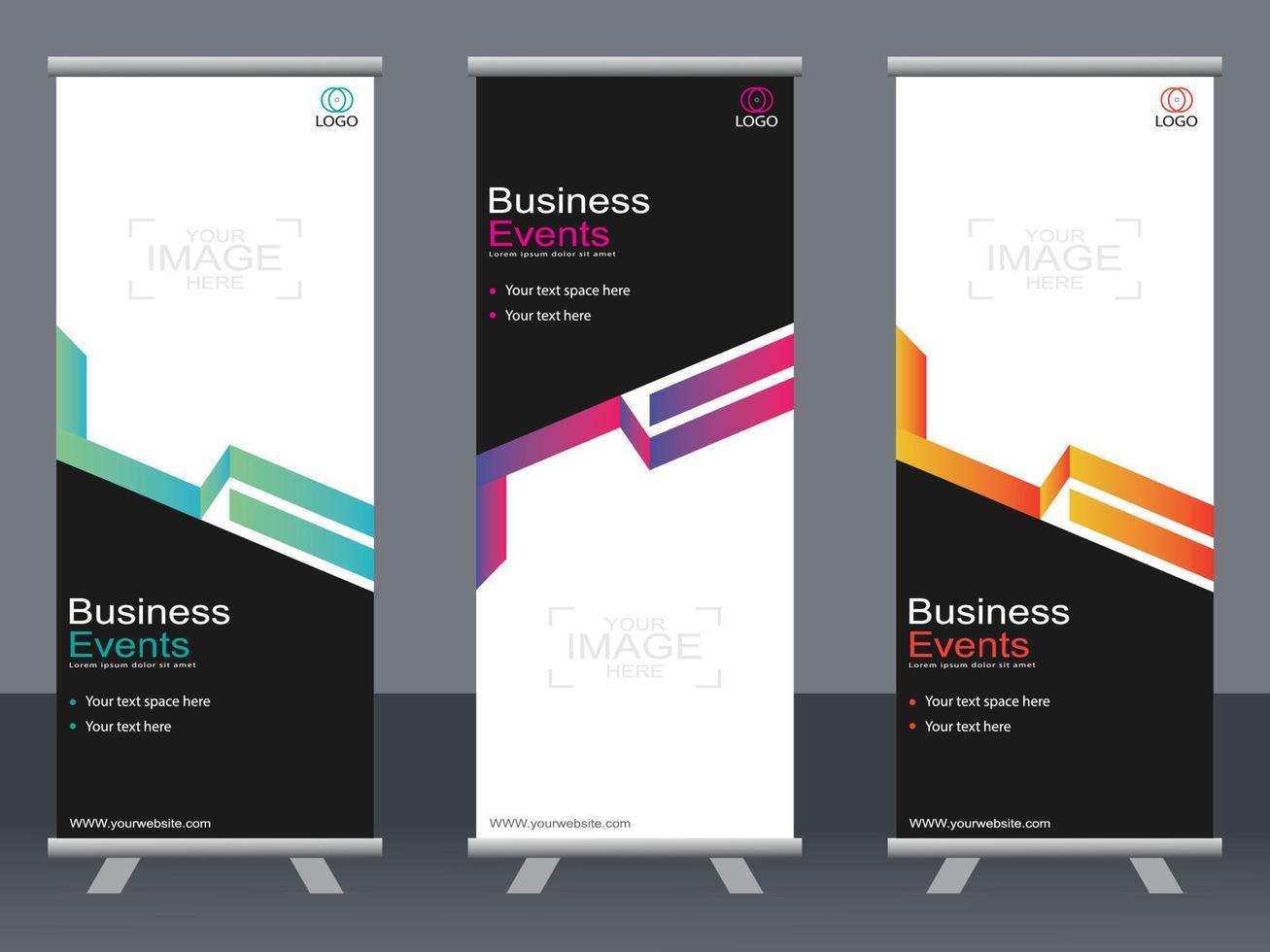 Business banner roll up set  standee banner template. vector