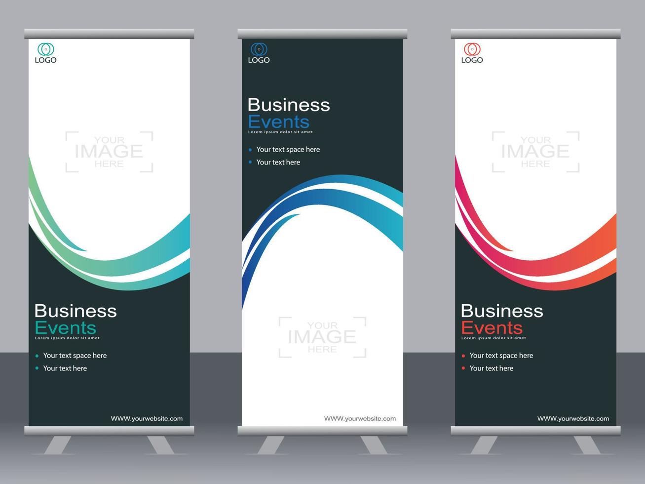 Business banner roll up set  standee banner template. vector