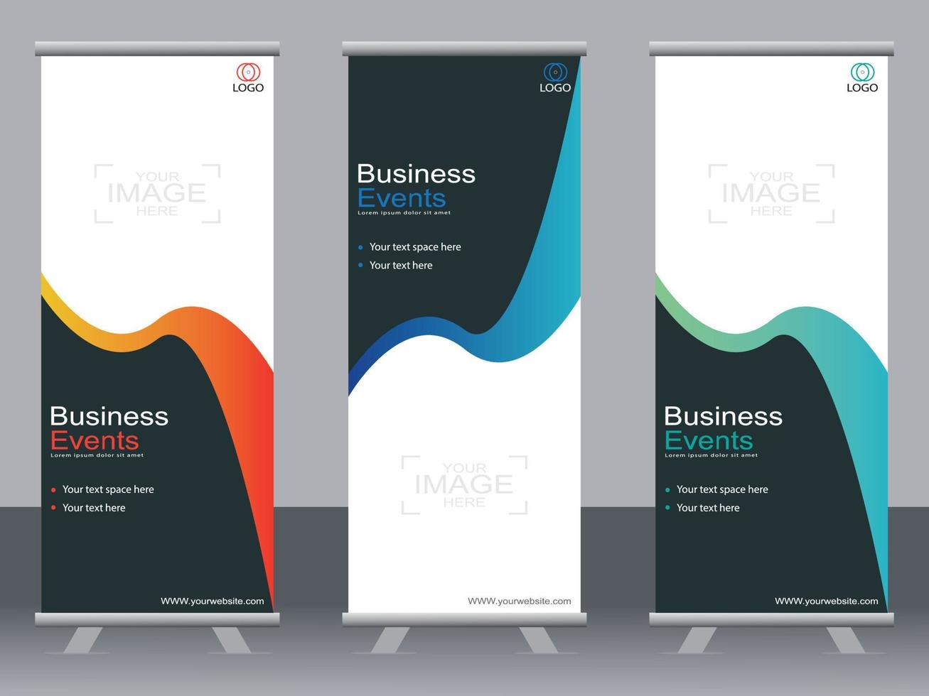 Business banner roll up set  standee banner template. vector