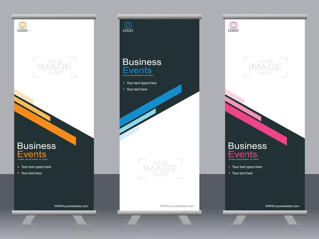 Business banner roll up set  standee banner template  Modern banner. vector