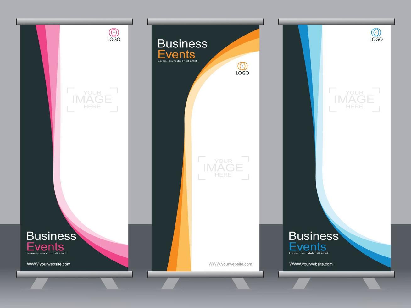 Business banner roll up set standee banner template. vector