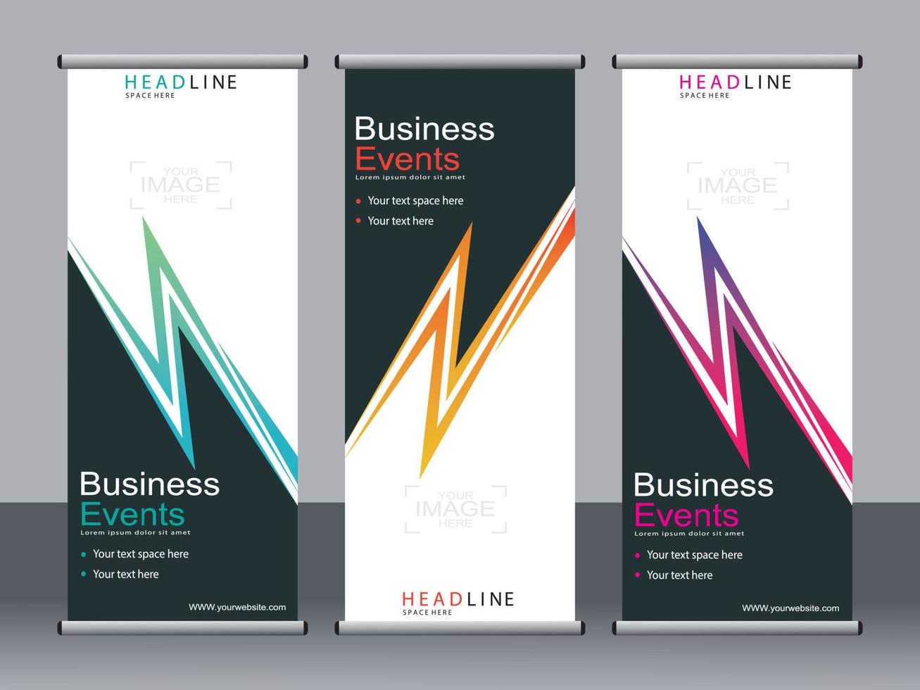 Business banner roll up set,standee banner template. vector