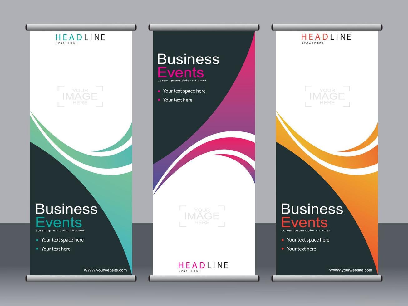 Business banner roll up set,standee banner template. vector