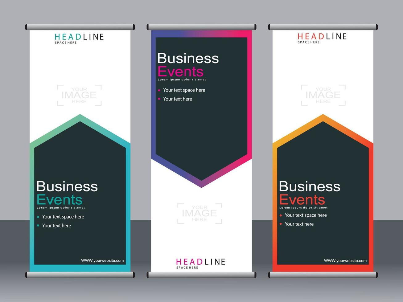 Business banner roll up set,standee banner template. vector