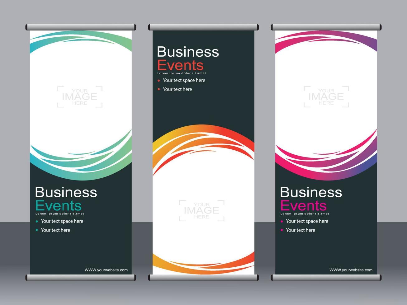 Business banner roll up set standee banner template. vector