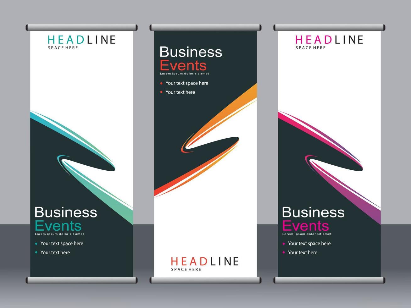 Business banner roll up set standee banner template. vector