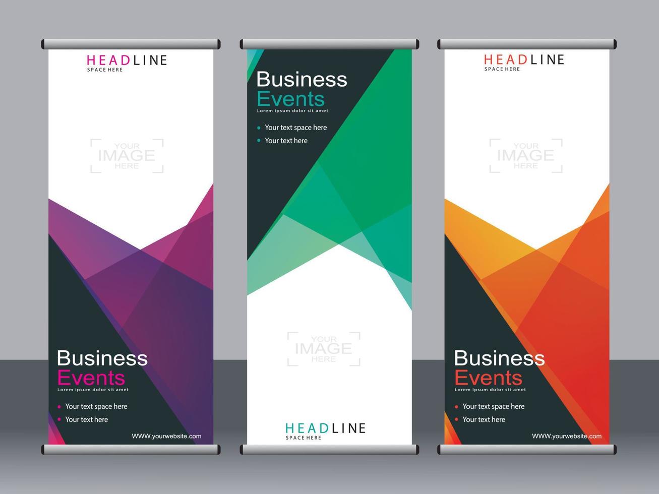 Business banner roll up set standee banner template. vector
