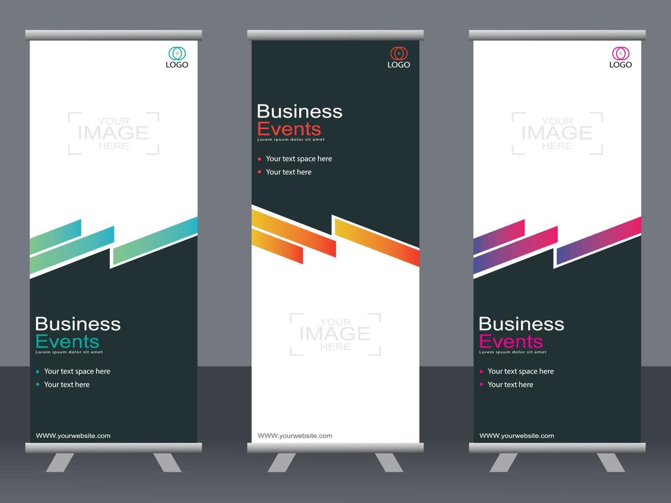 Business banner roll up set  standee banner template. vector