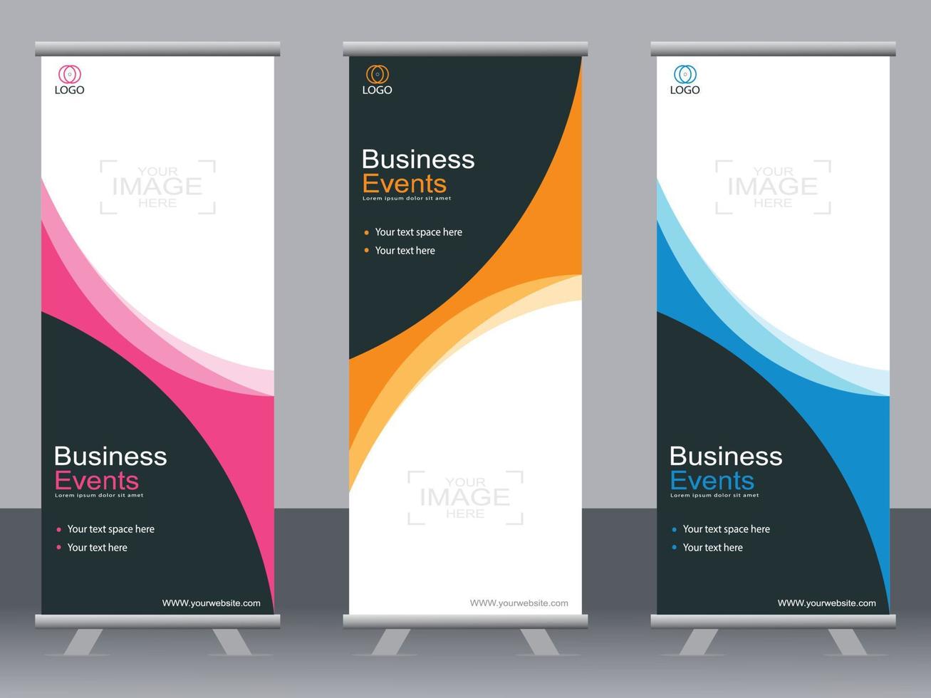 Business banner roll up set  standee banner template  Modern banner. vector