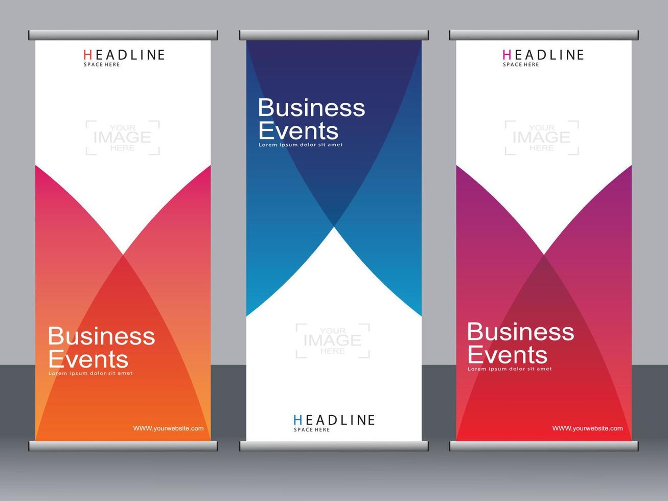 Business banner roll up set standee banner template. vector