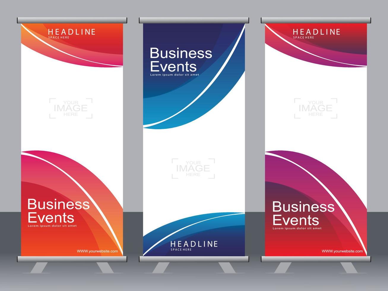 Business banner roll up set,standee banner template. vector