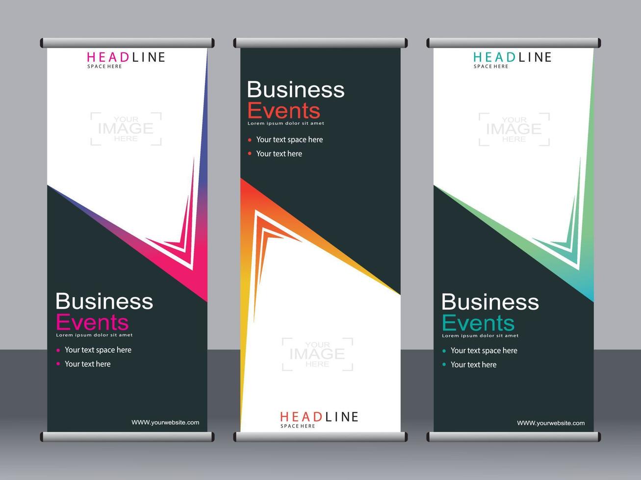 Business banner roll up set,standee banner template. vector