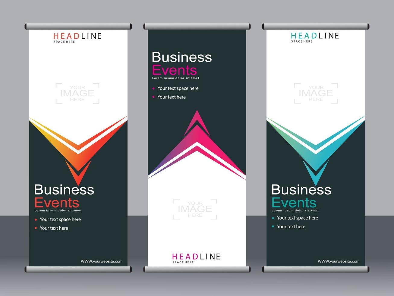 Business banner roll up set,standee banner template. vector