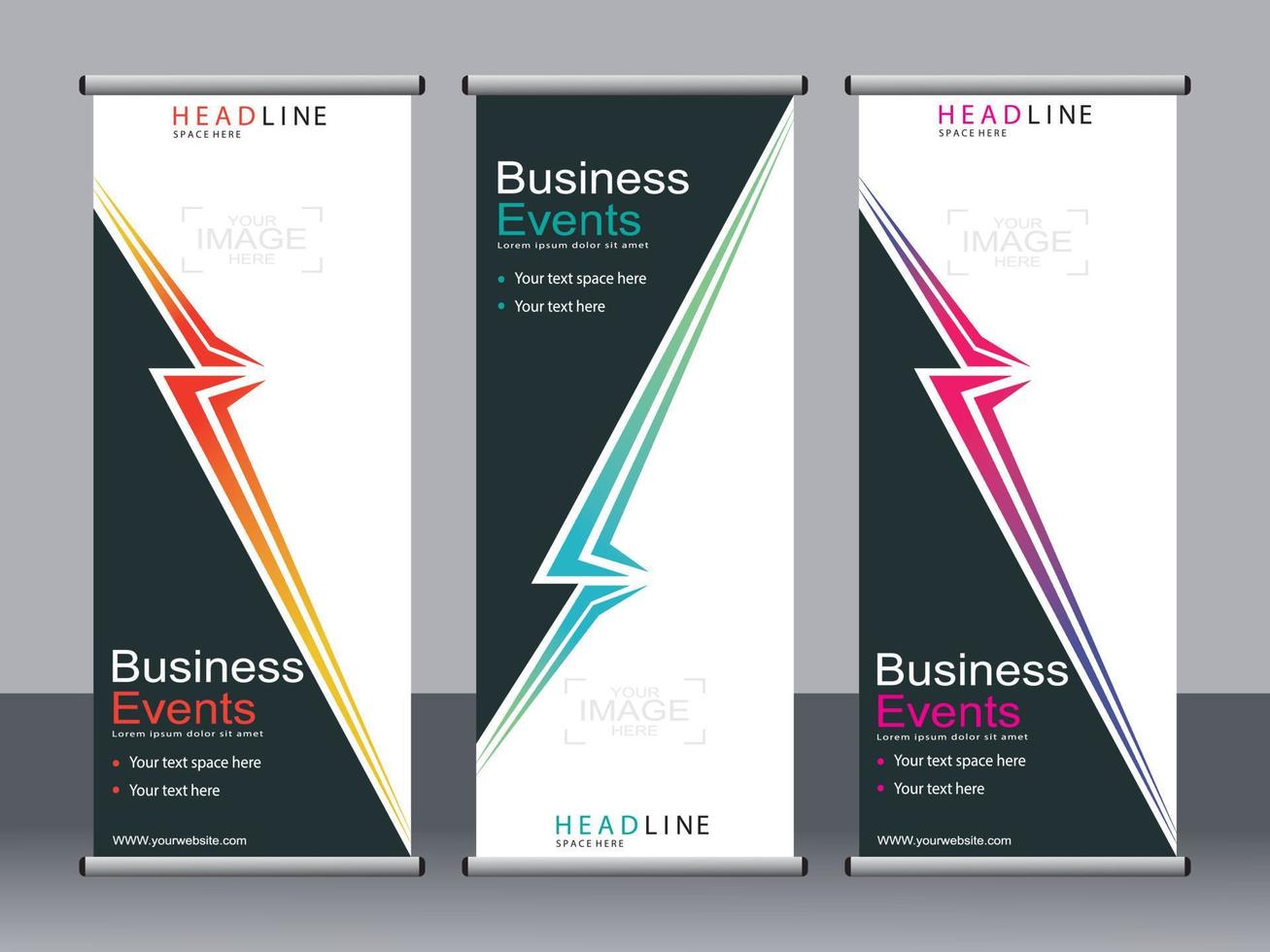 Business banner roll up set standee banner template. vector