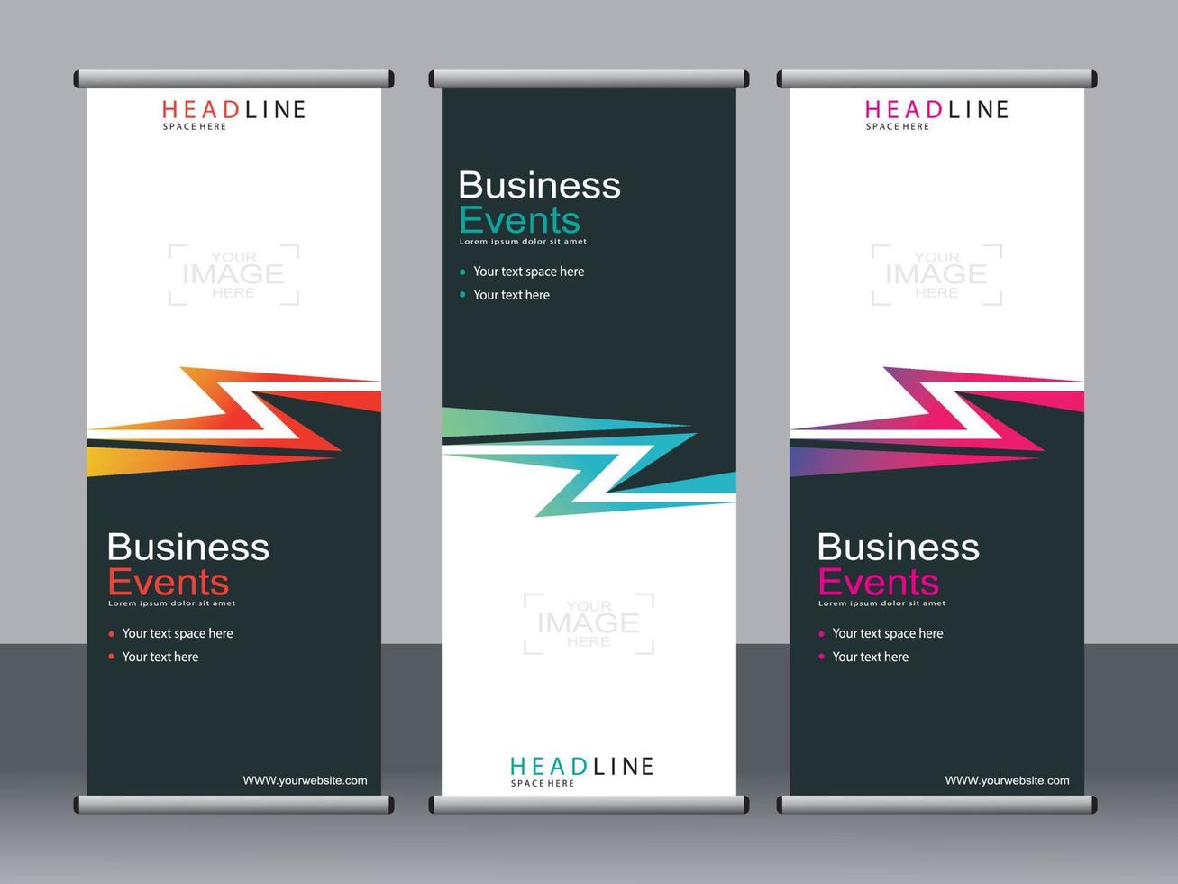 Business banner roll up set standee banner template. vector