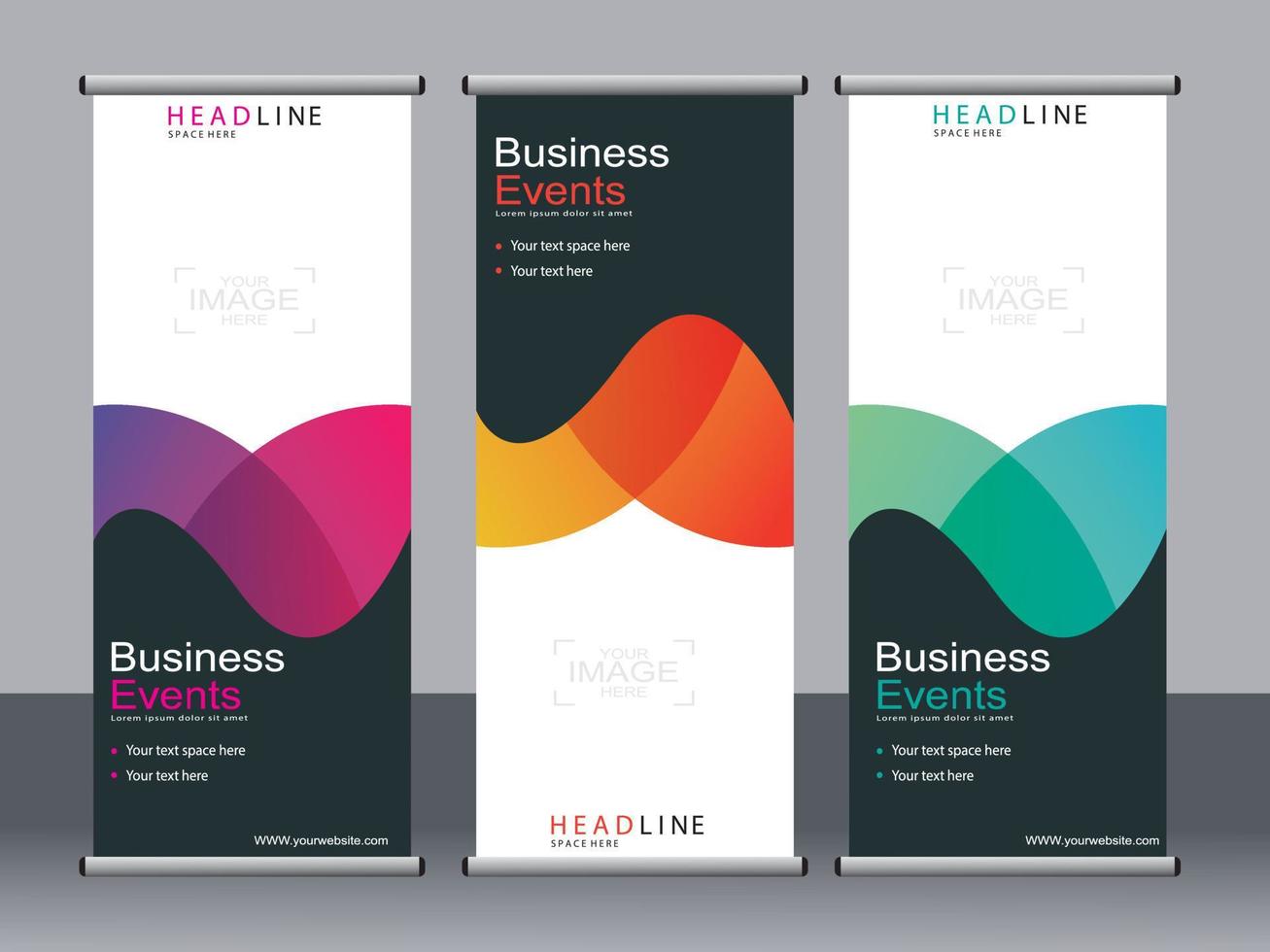 Business banner roll up set standee banner template. vector