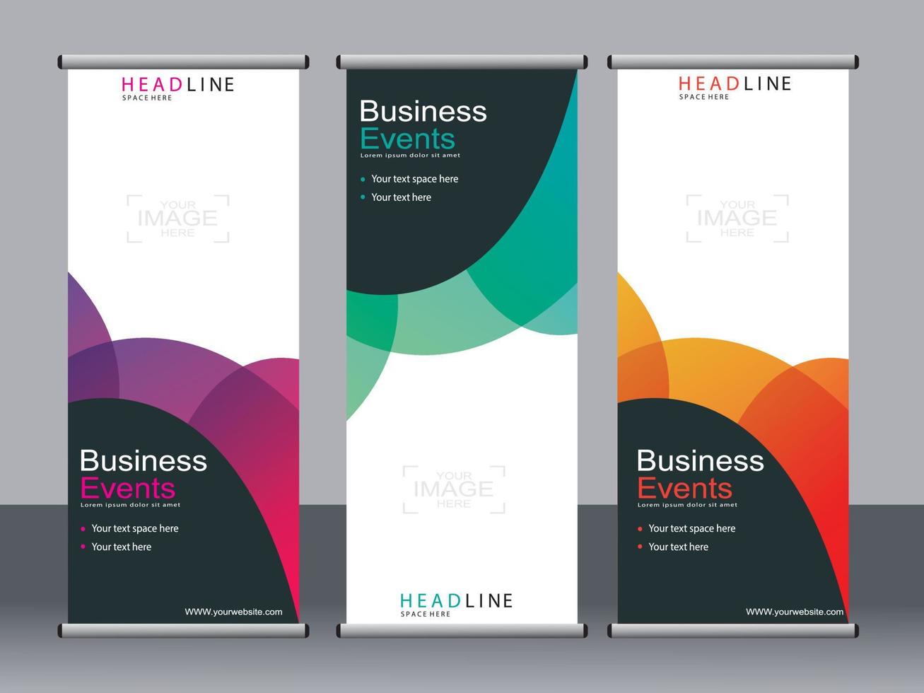 Business banner roll up set standee banner template. vector
